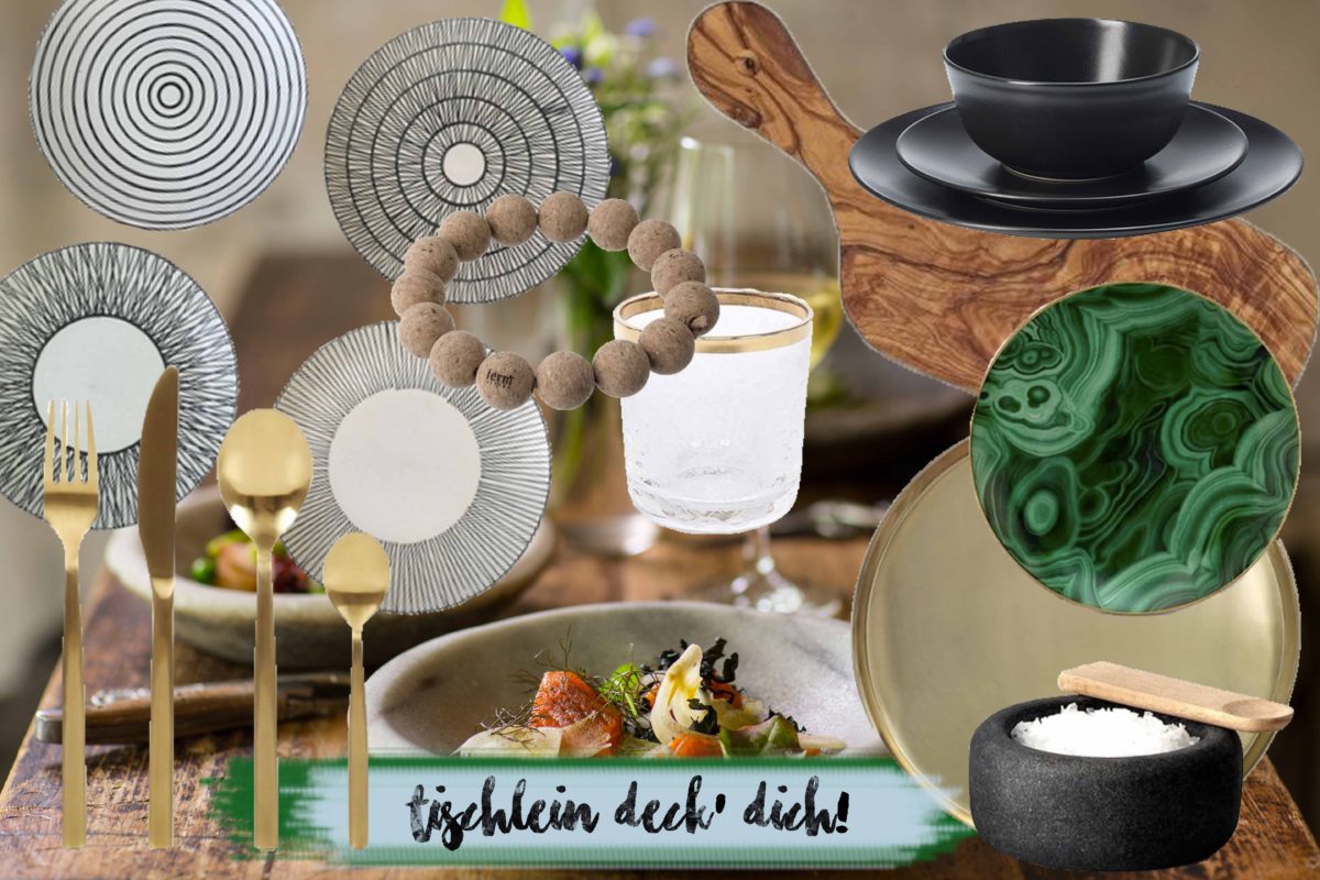 Collage mit Produkten für Tischdeko